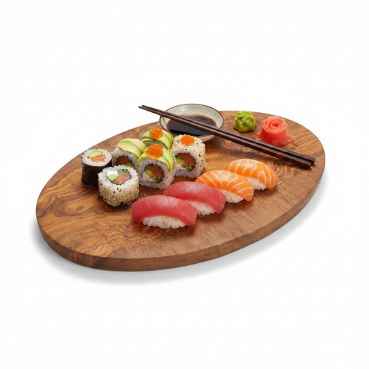Handmade Oval Olive Wood Cutting Board | Elegant Grazing Cheese & Fruit Serving Board | Natural Grain | 20–40 cm