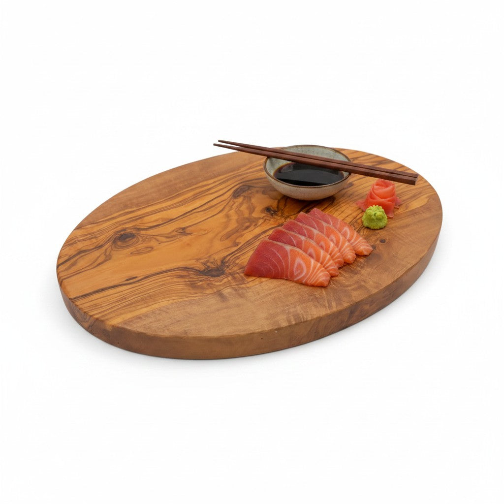 Handmade Oval Olive Wood Cutting Board | Elegant Grazing Cheese & Fruit Serving Board | Natural Grain | 20–40 cm