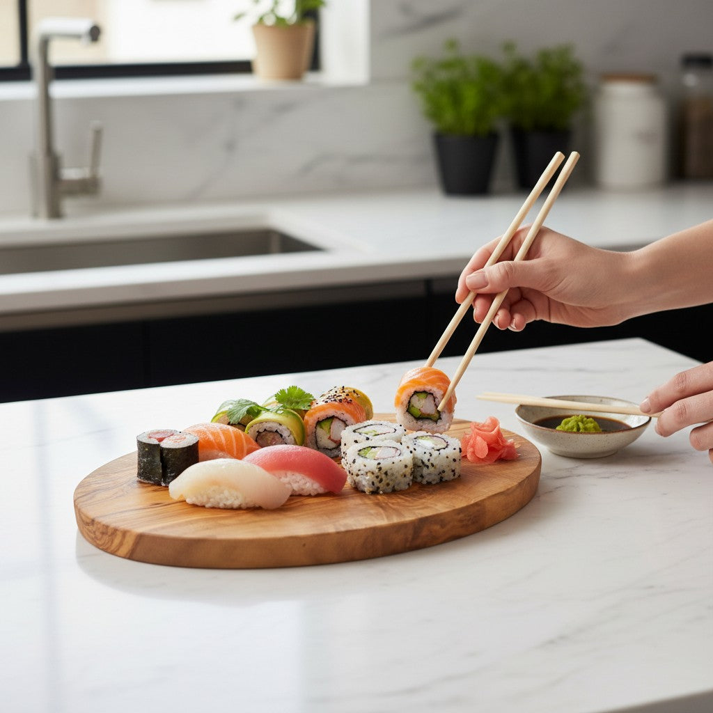 Handmade Oval Olive Wood Cutting Board | Elegant Grazing Cheese & Fruit Serving Board | Natural Grain | 20–40 cm