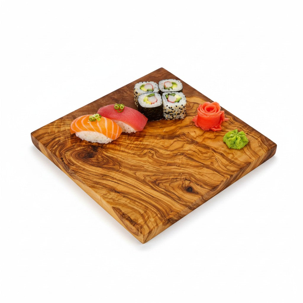 Square Olive Wood Cutting & Serving Board, Extra Thick