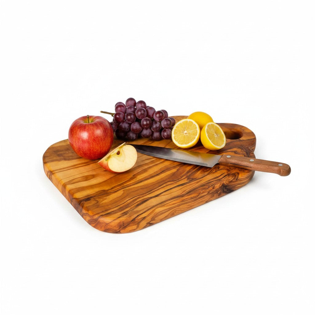 Handmade Olive Wood Mini Serving Board with Handle | Small Cheese & Antipasti Serving Board | Natural Grain | 25 cm