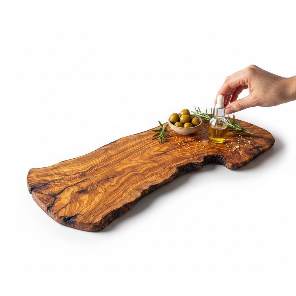 Handmade Olive Wood Large Live Edge Serving Board | Freeform Sushi Grazing & Sharing Platter Board | Unique Natural Grain | 40–70 cm