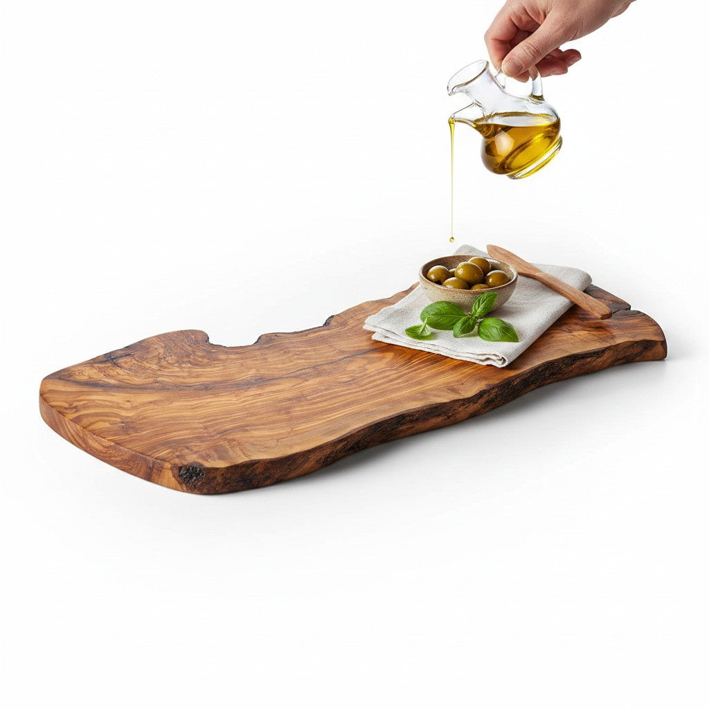 Handmade Olive Wood Large Live Edge Serving Board | Freeform Sushi Grazing & Sharing Platter Board | Unique Natural Grain | 40–70 cm