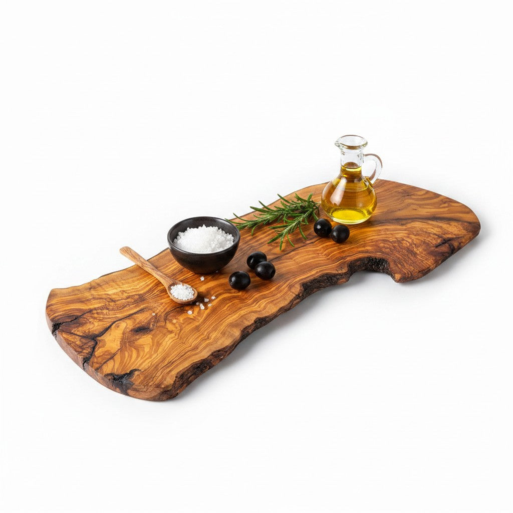 Handmade Olive Wood Large Live Edge Serving Board | Freeform Sushi Grazing & Sharing Platter Board | Unique Natural Grain | 40–70 cm