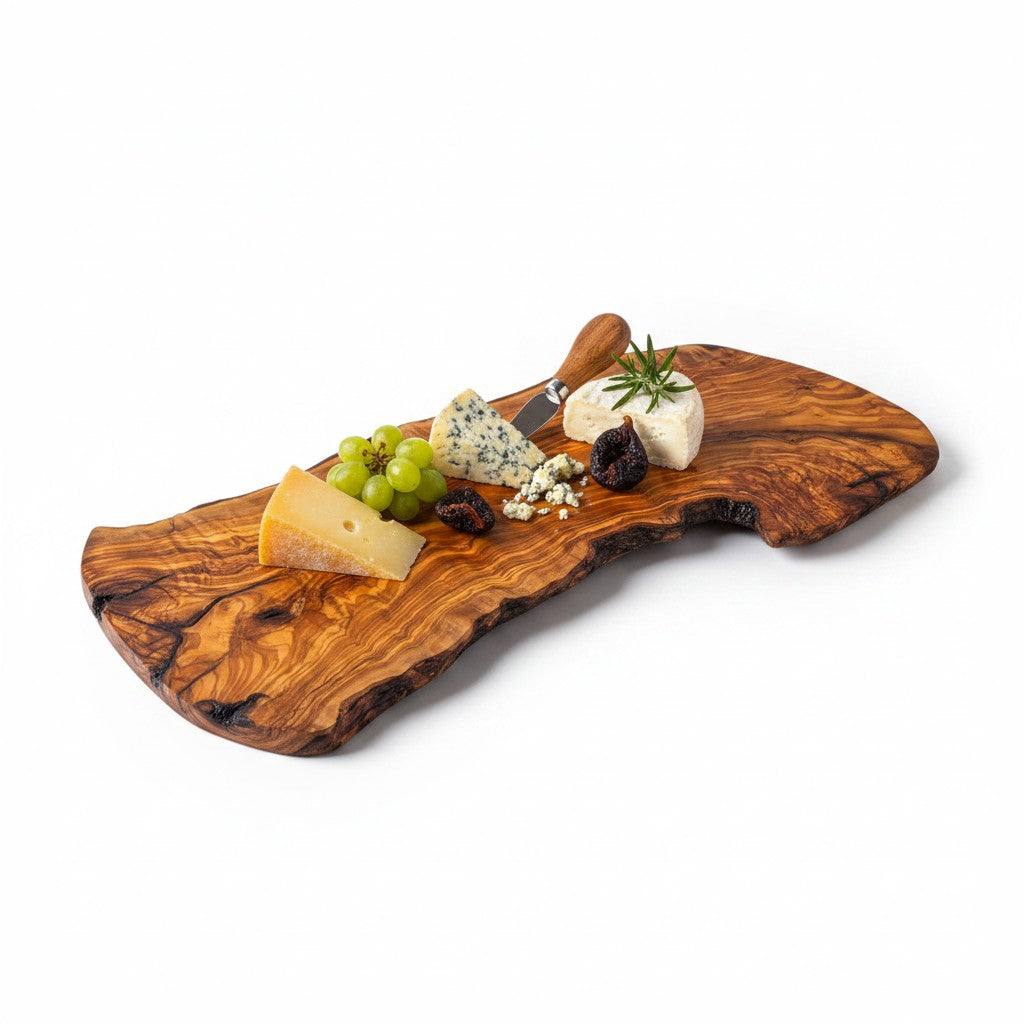 Handmade Olive Wood Large Live Edge Serving Board | Freeform Sushi Grazing & Sharing Platter Board | Unique Natural Grain | 40–70 cm