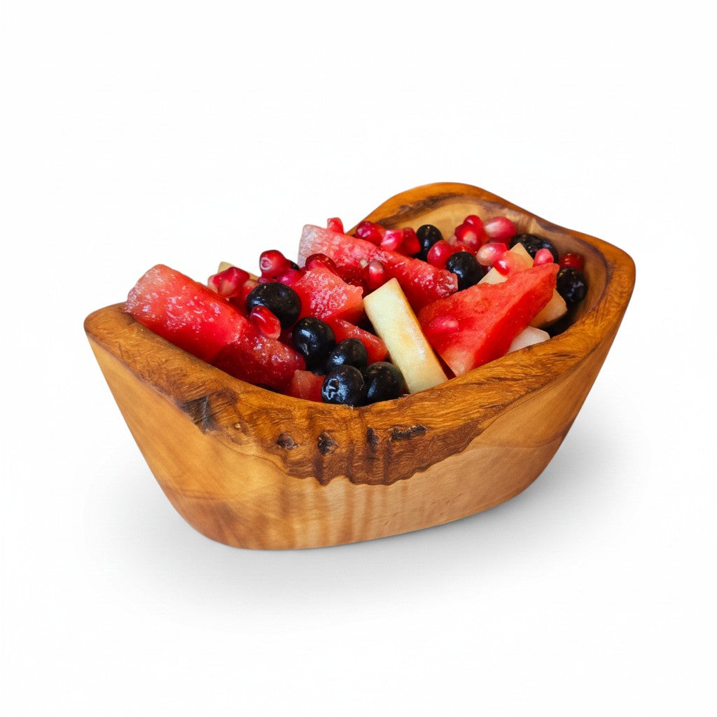 Handcrafted Olive Wood Boat Bowl | Deep Oval Fruit Salad & Serving Bowl | Beautiful Natural Grain | 13 cm · 15 cm · 18 cm