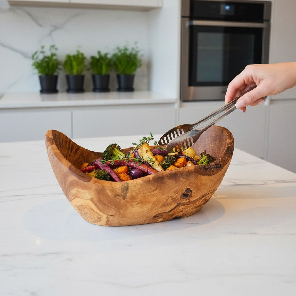 Hand-Carved Olive Wood Salad & Fruit Bowl, 20–45 cm