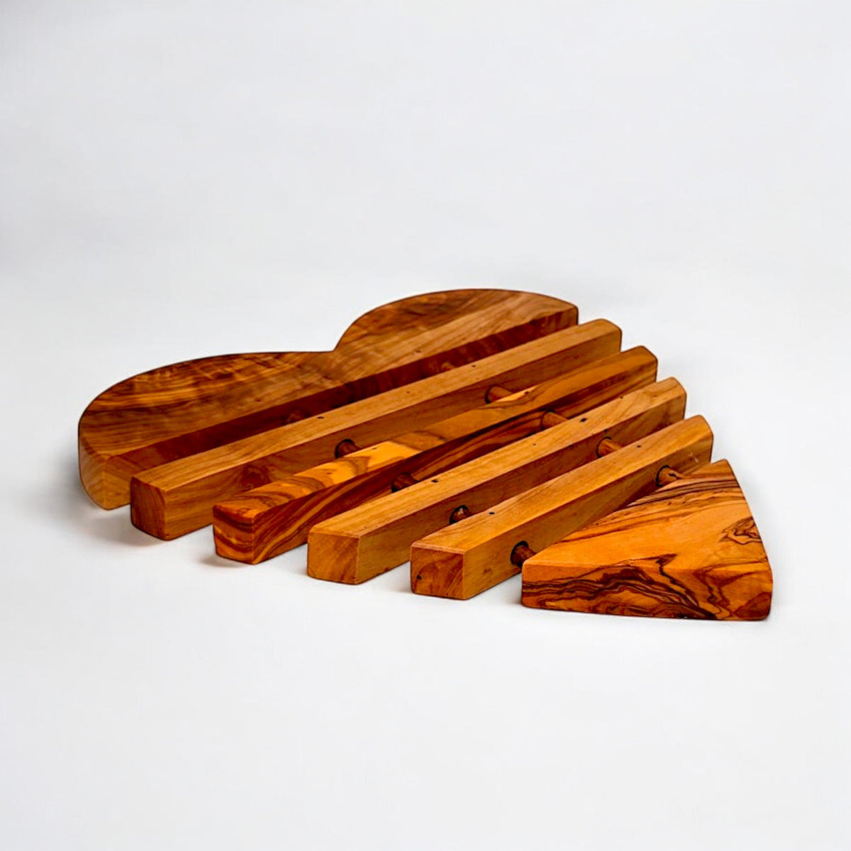 Handcrafted Heart Shaped Olive Wood Trivet (22x22 cm) | Hot Pad