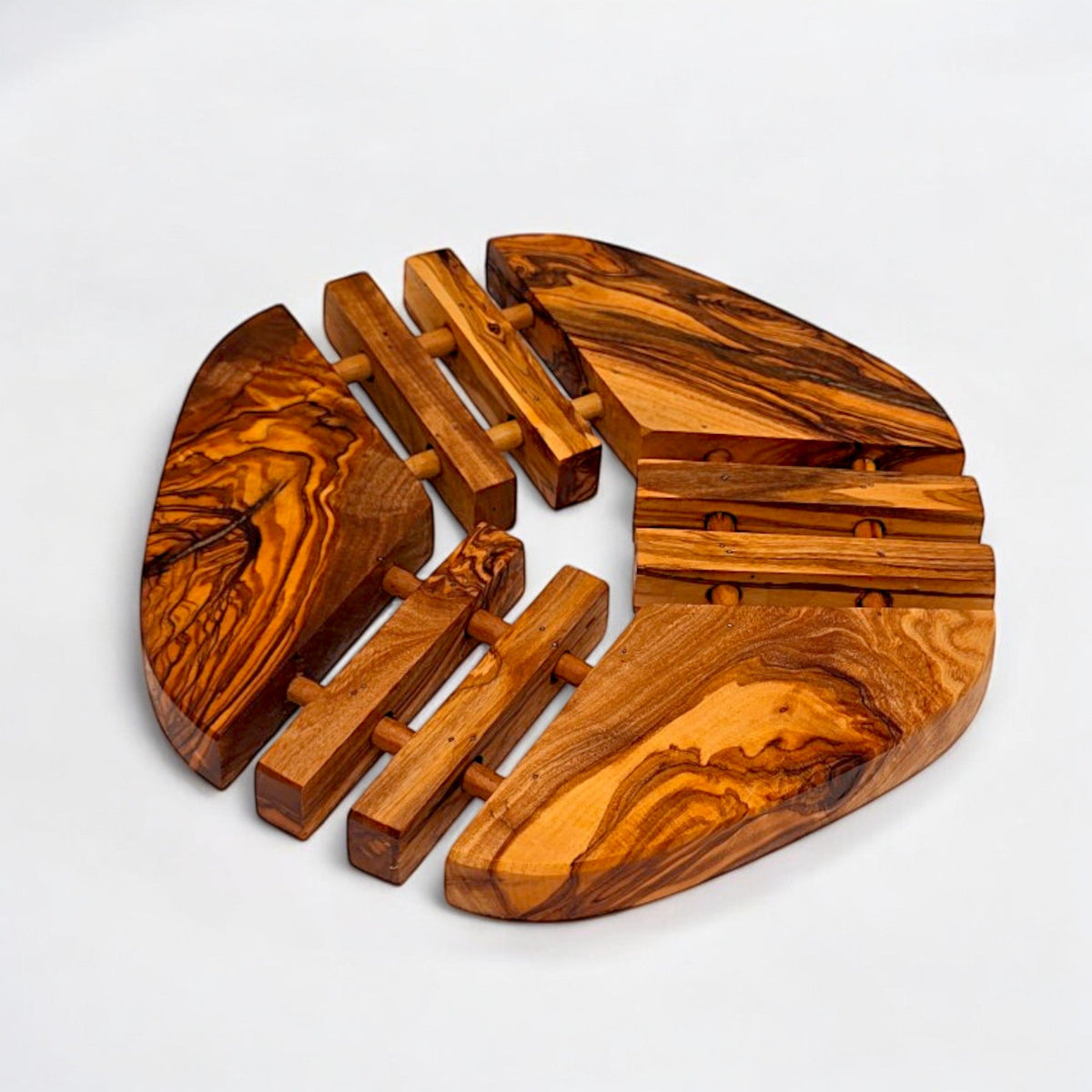Handcrafted Olive Wood Trivet Hot Pad (19 cm) | Heat Resistant Wooden Mat