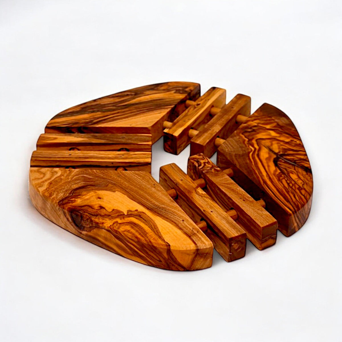 Handcrafted Olive Wood Trivet Hot Pad (19 cm) | Heat Resistant Wooden Mat
