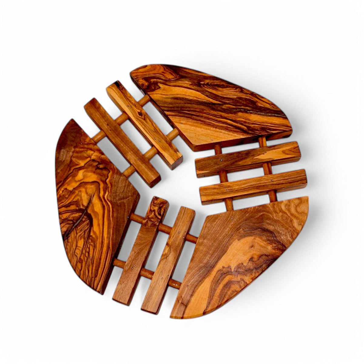 Handcrafted Olive Wood Trivet Hot Pad (19 cm) | Heat Resistant Wooden Mat