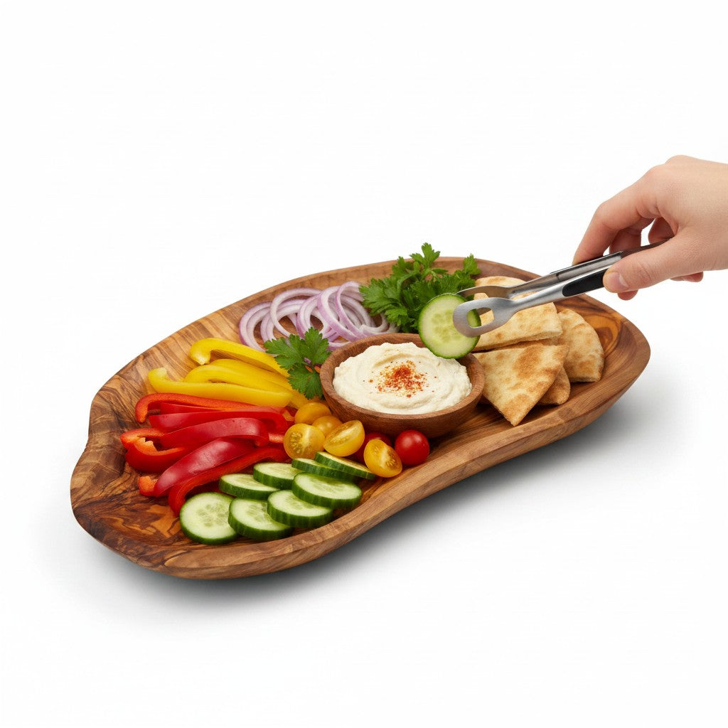 Olive Wood Serving Board | Rustic Live Edge Serving Platter Cheese Tray
