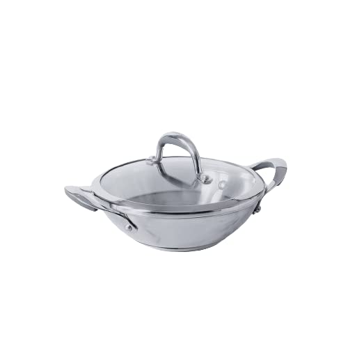 Select Nickel Free Stainless Steel Kadai with Glass Lid 22 cm, 1.91 L Silver