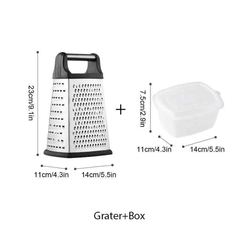 4-Sided Stainless Steel Grater with Storage Box Container - Perfect for Cheese and Vegetable Prep in the Kitchen
