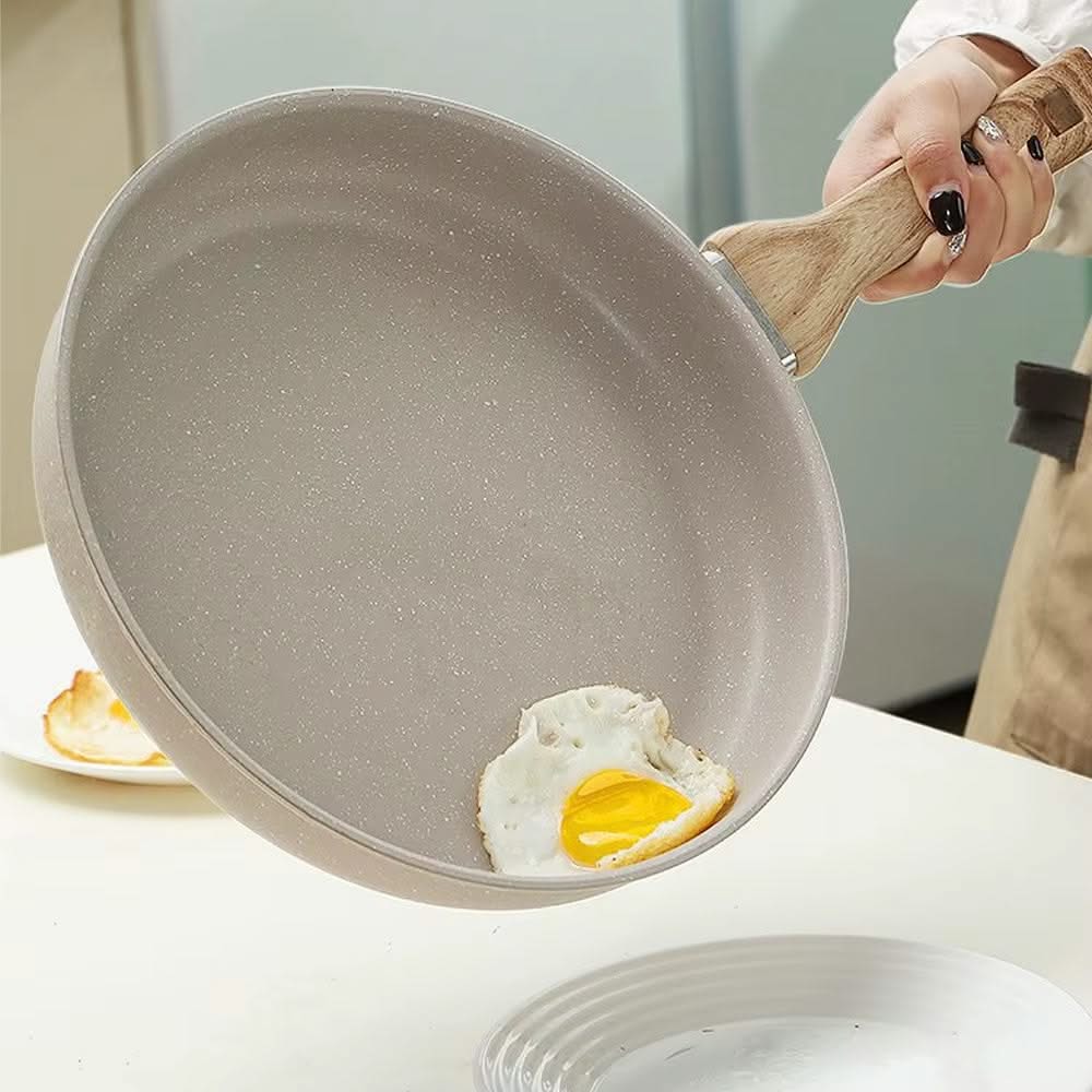 Ceramic Non-Stick Wok Frying Pan – Ideal for Pancakes, Steak, and Sauces, Compatible with Induction and Gas Stoves, 22cm