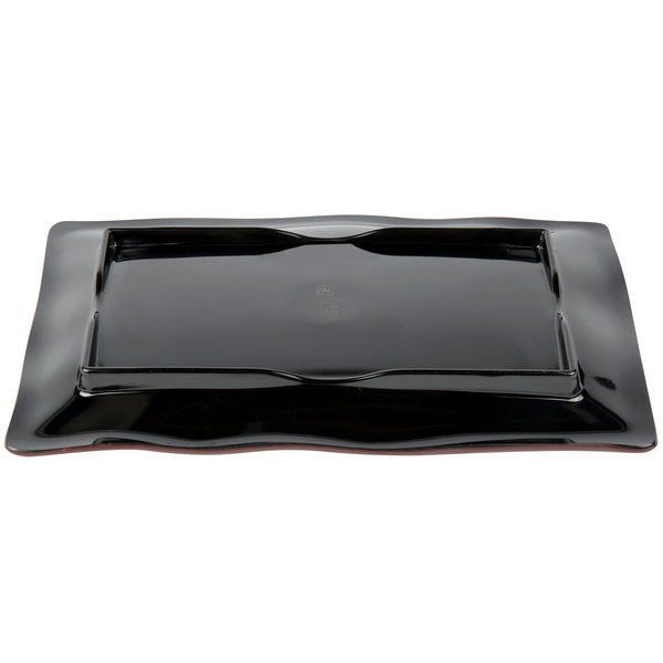 Asian-Style Rectangular Melamine Wave Plate 11 1/4" x 7 1/4" - Dozen