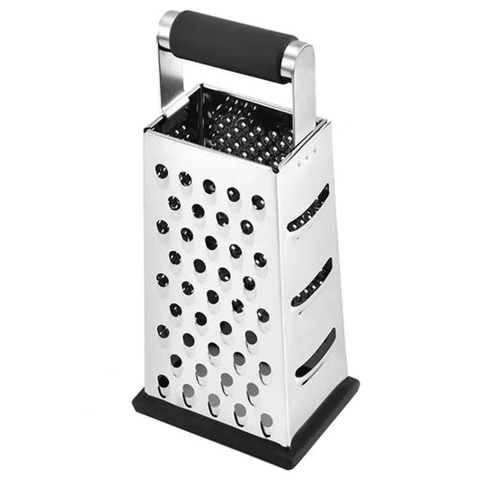 4-Sided Rectangular Stainless Steel Kitchen Grater & Zester with Handle—Versatile Food Shredder for Cheese, Potatoes, Vegetables, and More (Available in Single Layer and Triple Layer)
