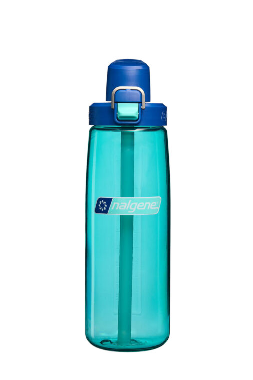 Straw Bottle 700ml Aqua with Blue Cap