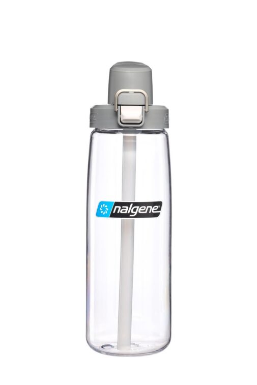 Straw Bottle 700ml Clear with Grey Cap