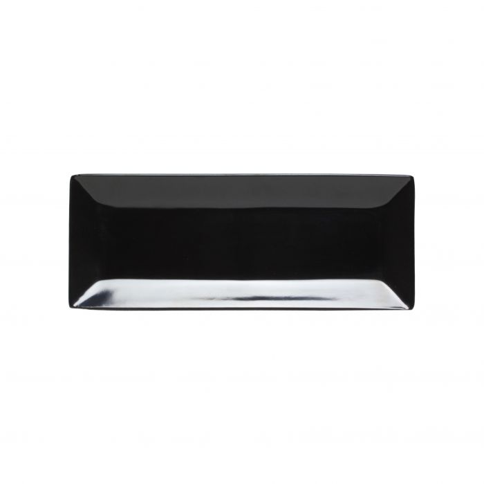 Classic Black Melamine Rectangular Plates - Pack of 12 381mm x 135mm