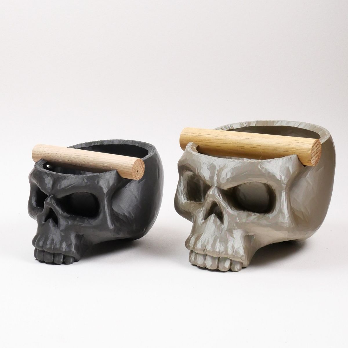 Gothic Skull Espresso Knock Box with Oak Bar