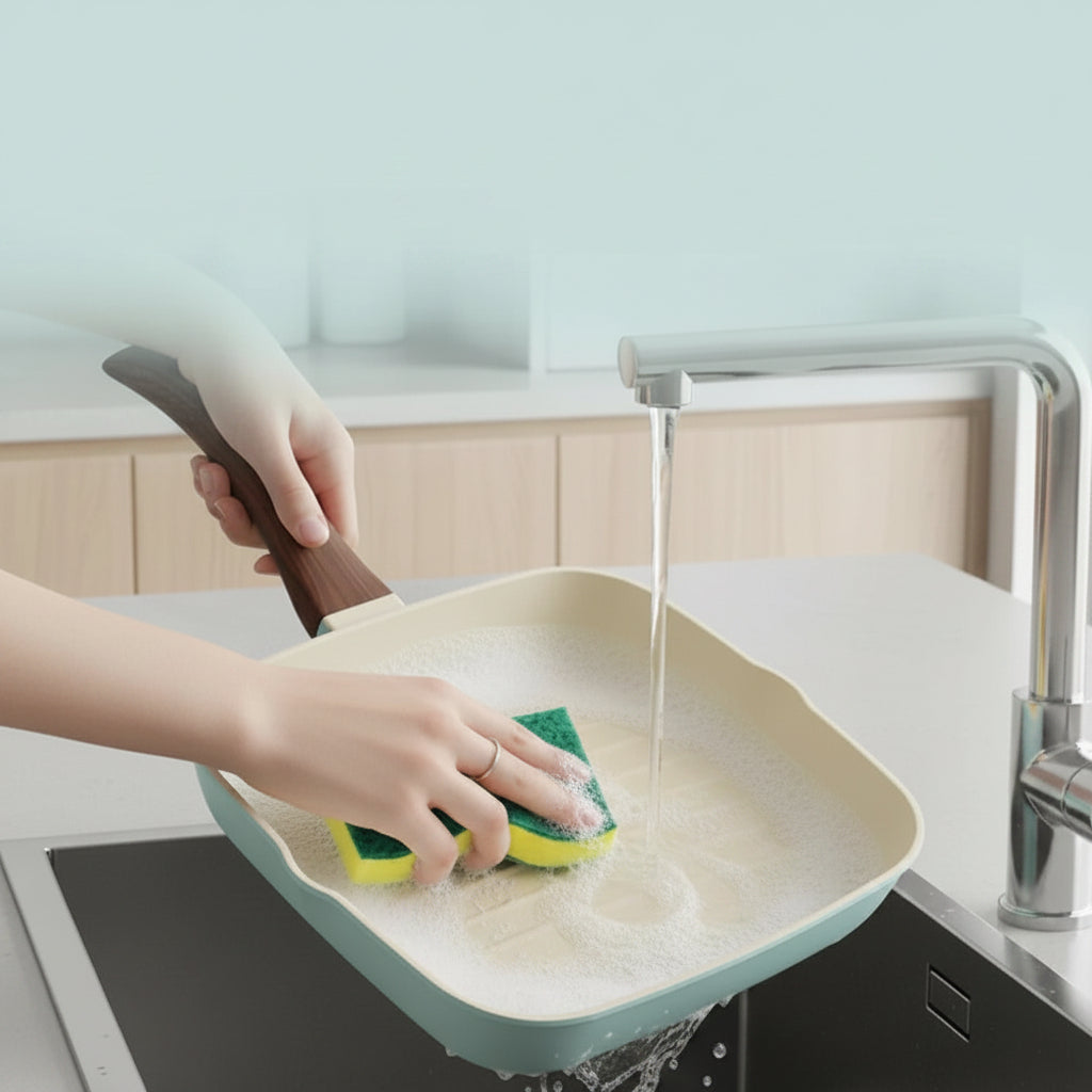 Square Grill Pan Ceramic Non-Stick Induction Friendly
