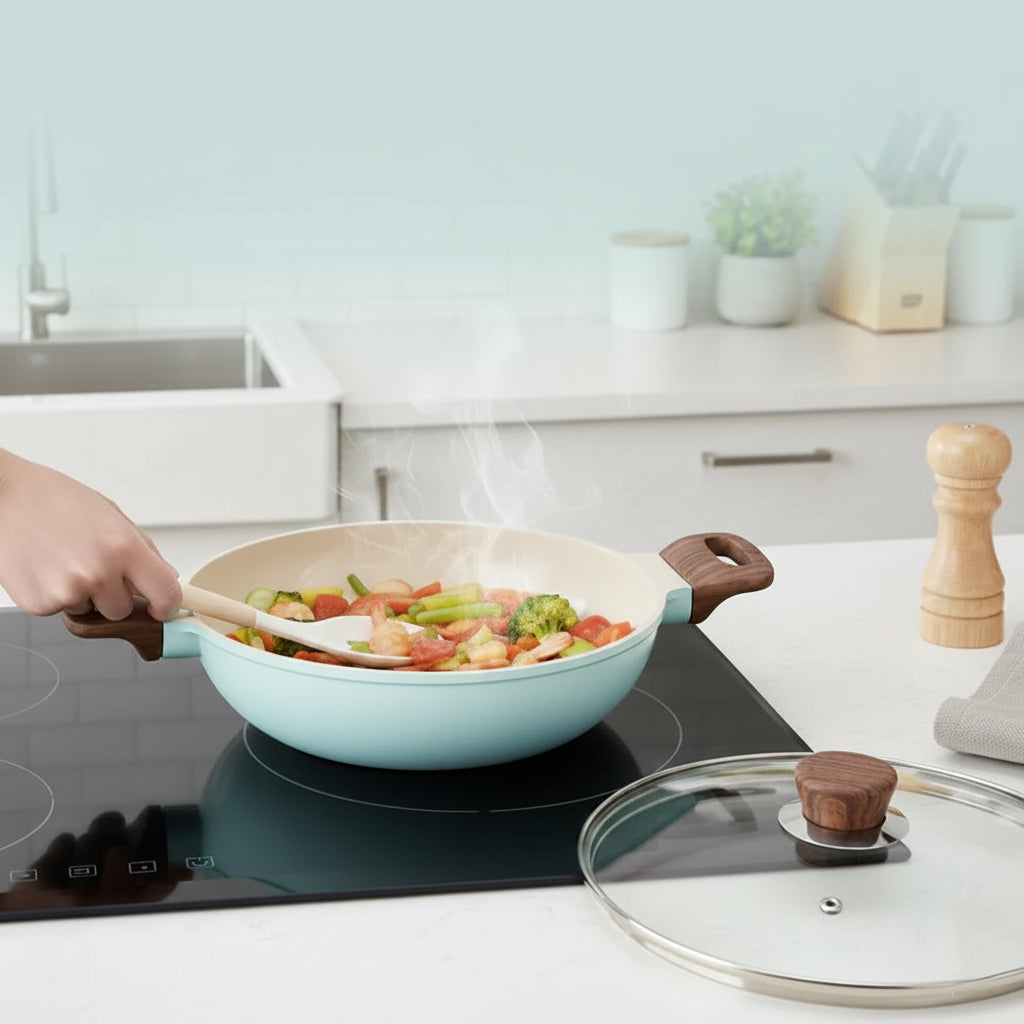 Deep Kadai CeraGreen Ceramic Non-Stick Induction Friendly
