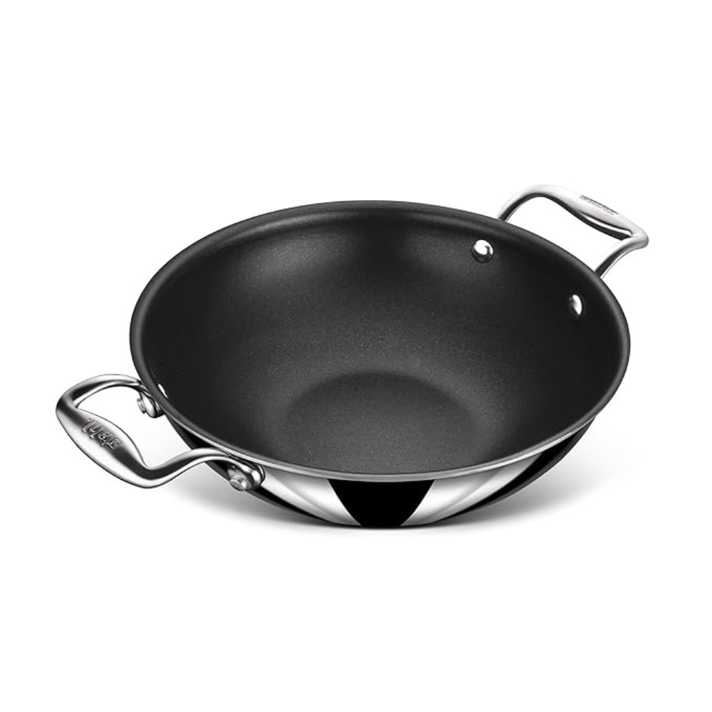 Triply Stainless Steel Nevrstick Kadhai With Lid, Artisan 5322, 22 cm, 2.0 L