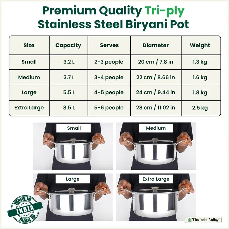 Triply Premium Stainless Steel Casserole Biryani Pot