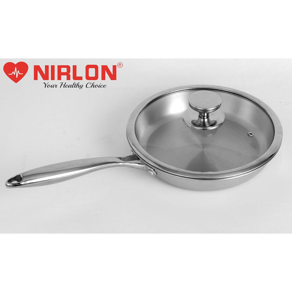 Triply Stainless Steel Fry Pan With Glass Lid- 20 cm