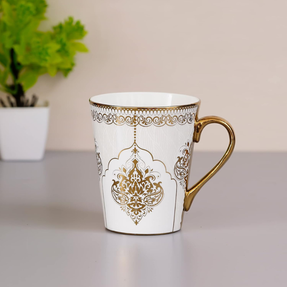 Heritage Gold Coffee Mug Milk Mug, 330 ml, Not Microwave Safe, Ceramic