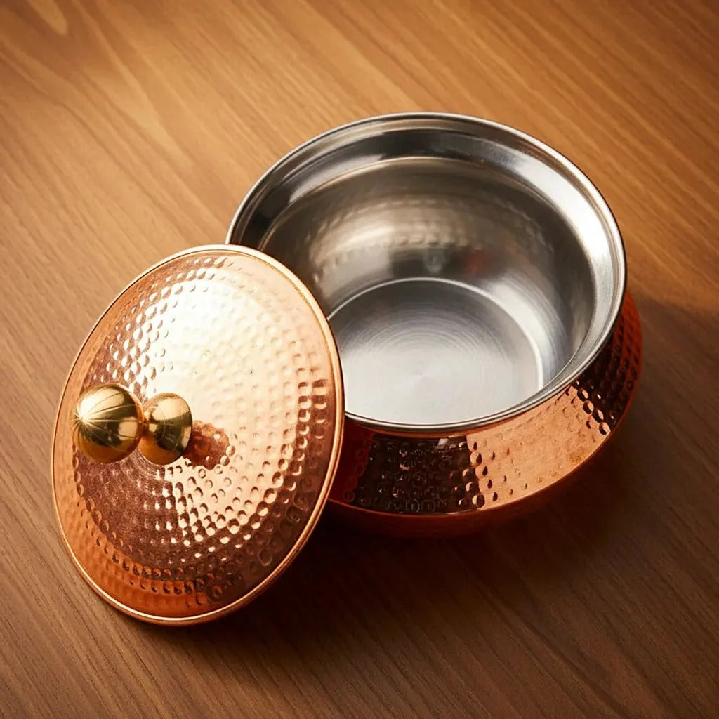 Copper Degchi with Lid Traditional Copper Cookware