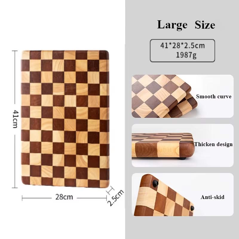Solid Wood Double-Colored Cutting Board – Durable Anti-Skid Chopping Board for Slicing, Chopping, and Kitchen Prep
