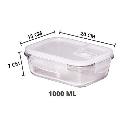 Borosilicate Glass Containers for Kitchen, Storage Box for Kitchen With Air Vent Lid, Set of 2 - 620 ml, 1000 ml