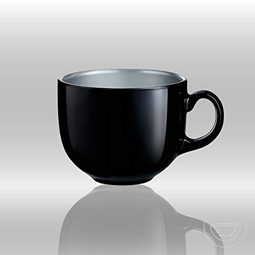 Indian Ceramic Jumbo Coffee Mug Soup Mug Maggie Mug, 400 ml, Black, Microwave Safe & Freezer Safe