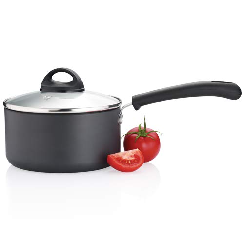 Black Non-Stick Sauce Pan with Glass Lid 18 cm