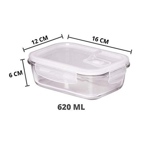 Borosilicate Glass Containers for Kitchen, Storage Box for Kitchen With Air Vent Lid, Set of 2 - 620 ml, 1000 ml