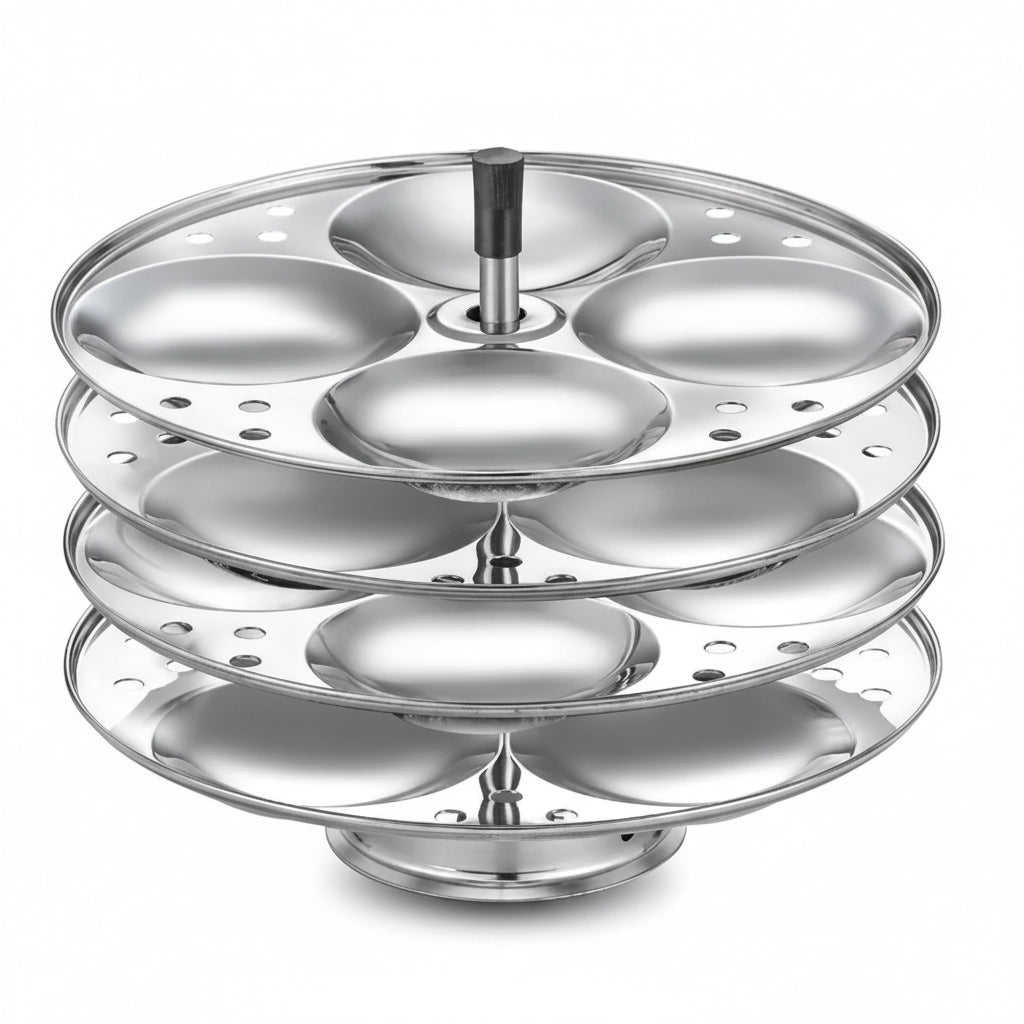 By Stainless Steel Idli Cooker 4 Plates 16 Idlis
