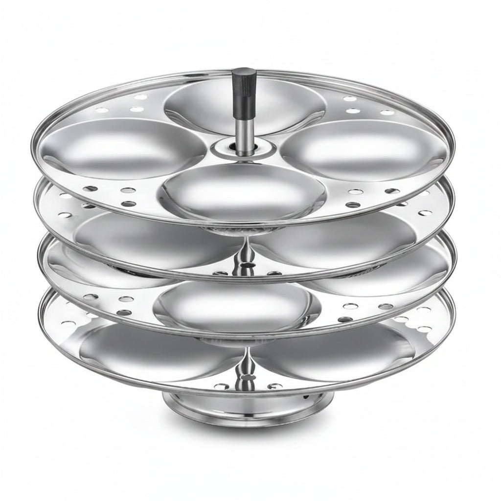 By Stainless Steel Idli Cooker 4 Plates 16 Idlis