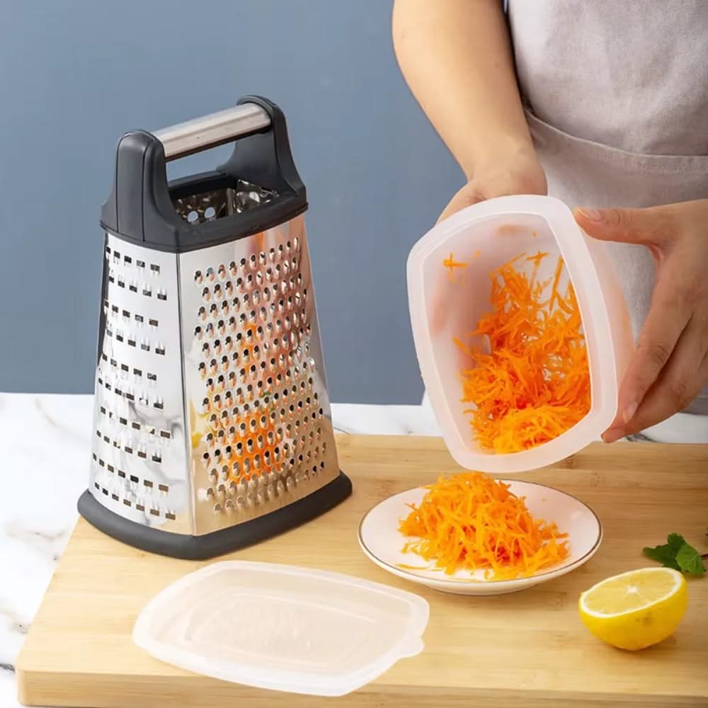 4-Sided Stainless Steel Grater with Storage Box Container - Perfect for Cheese and Vegetable Prep in the Kitchen