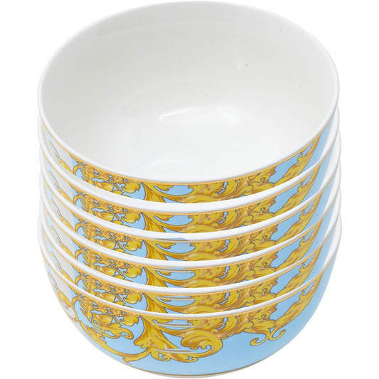 Bone China Fuse Blue 6 Piece Veg Bowl Set, 340 ml