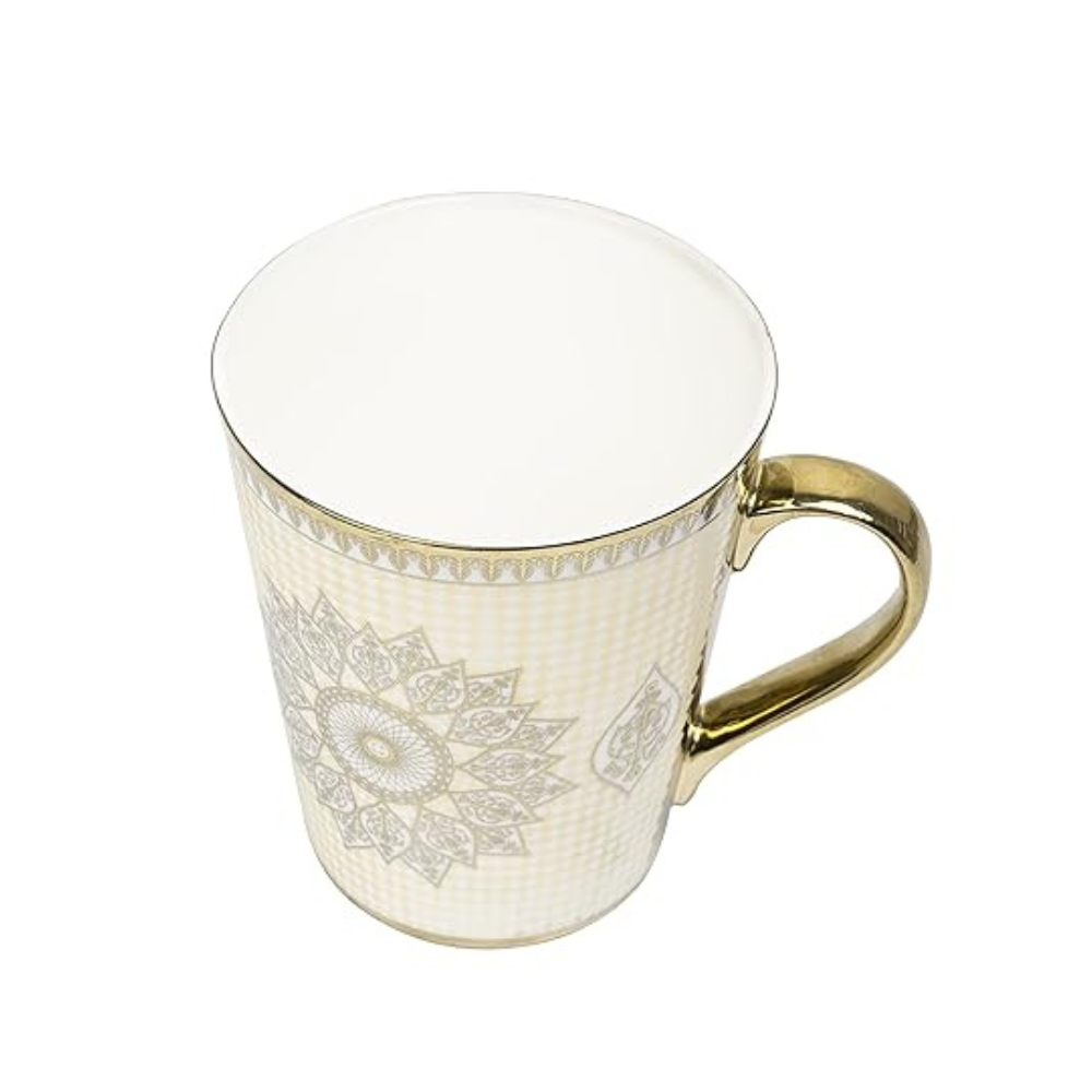 Ceramic Golden Satire Coffee Mug, Ceramic Tea Cup, Set of 1, 330 ml, Not Microwave Safe