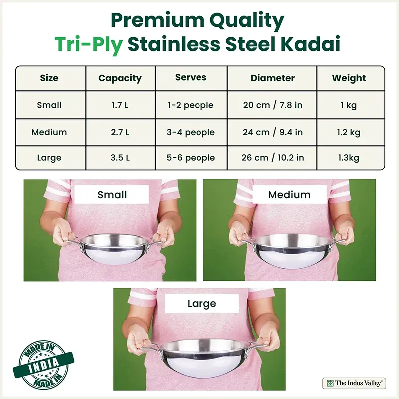 Stainless Steel Kadai with Free Flip