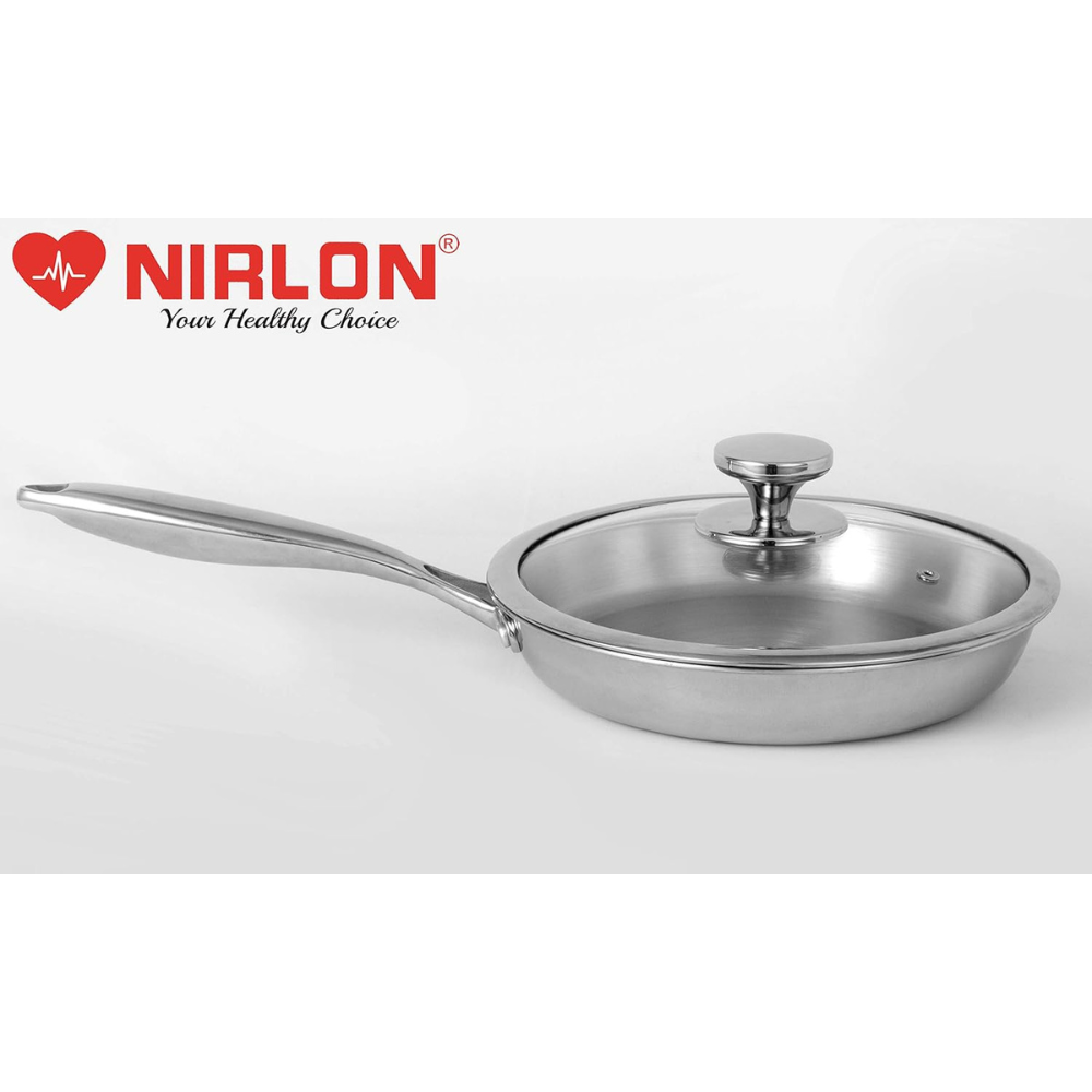 Triply Stainless Steel Fry Pan With Glass Lid- 20 cm