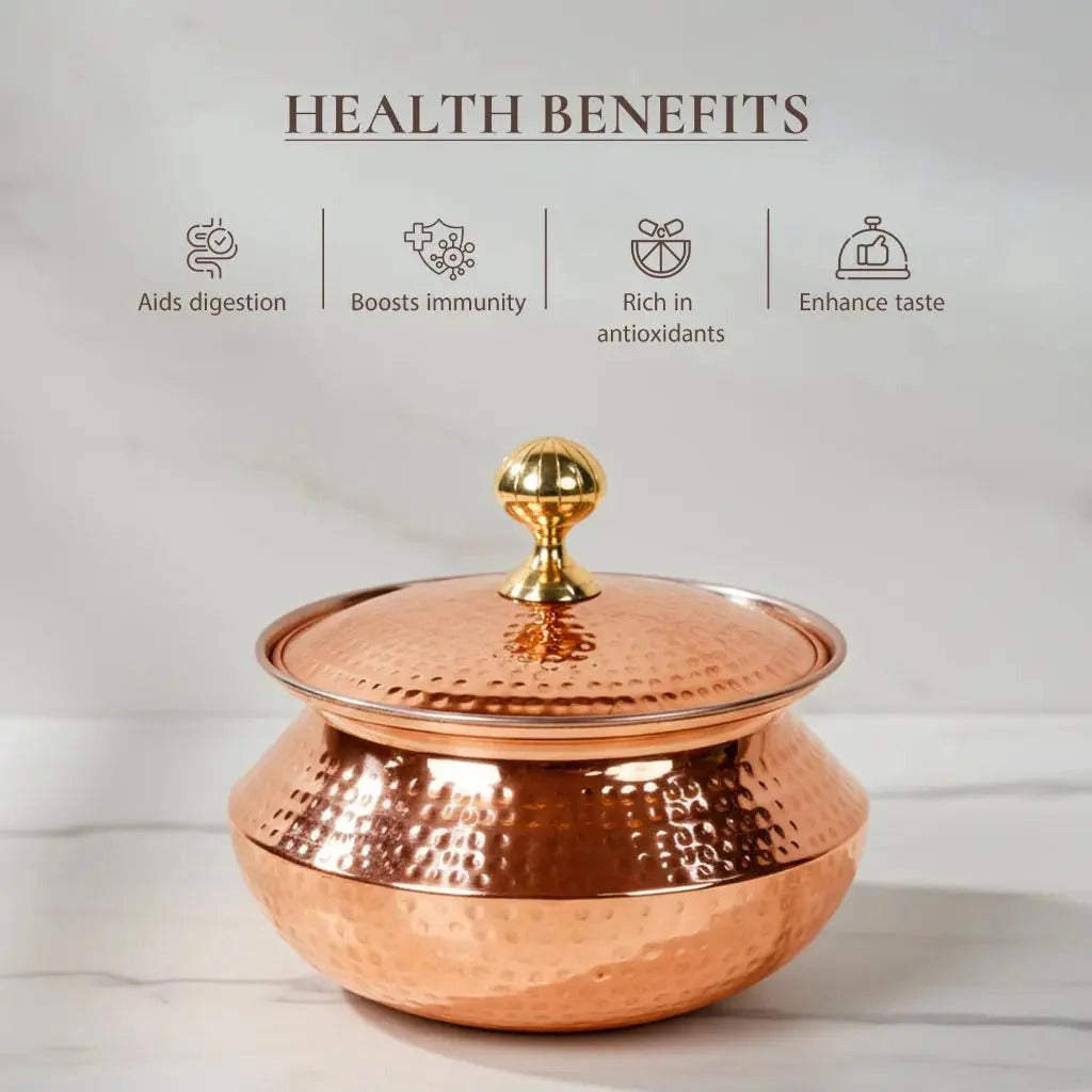 Copper Degchi with Lid Traditional Copper Cookware
