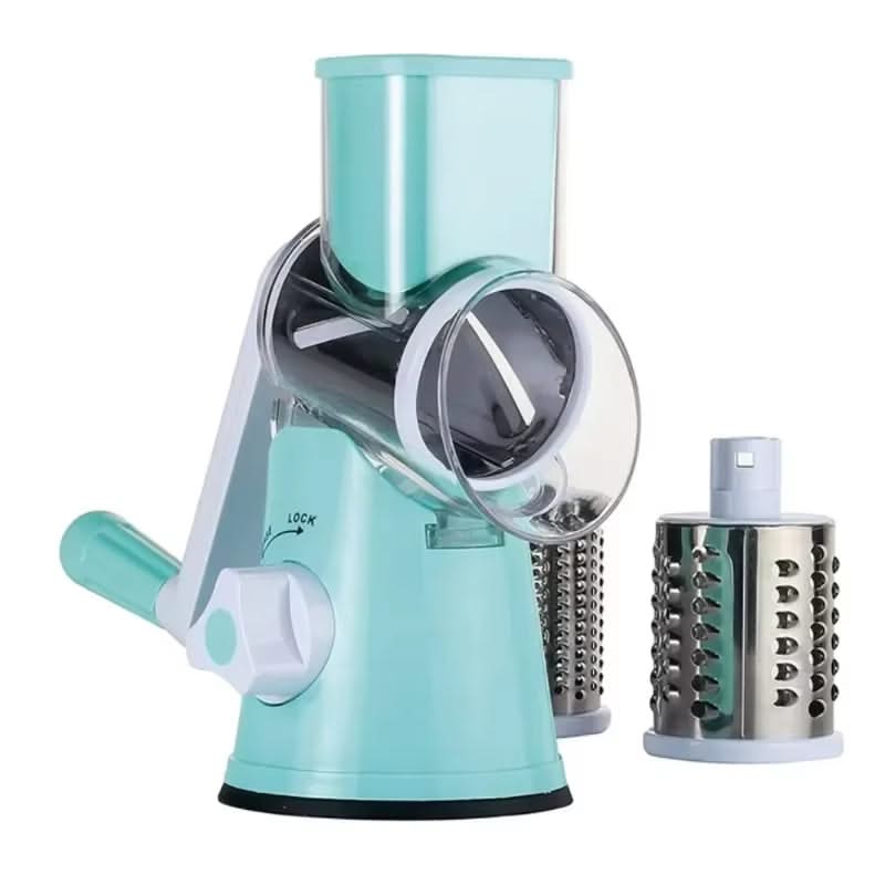 3 in 1 Rotary Cheese Grater – Multifunctional Slicer and Shredder with Easy-to-Swap Stainless Steel Interchangeable Rotating Drum Blades for Effortless Kitchen Prep Tool