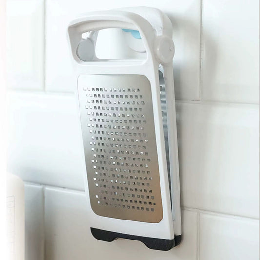 Modern Multifunctional Space-Saving Vertical Foldable Stainless Steel Grater—Double-Sided Design for Fine Grating of Cheese, Vegetables, and Fruit