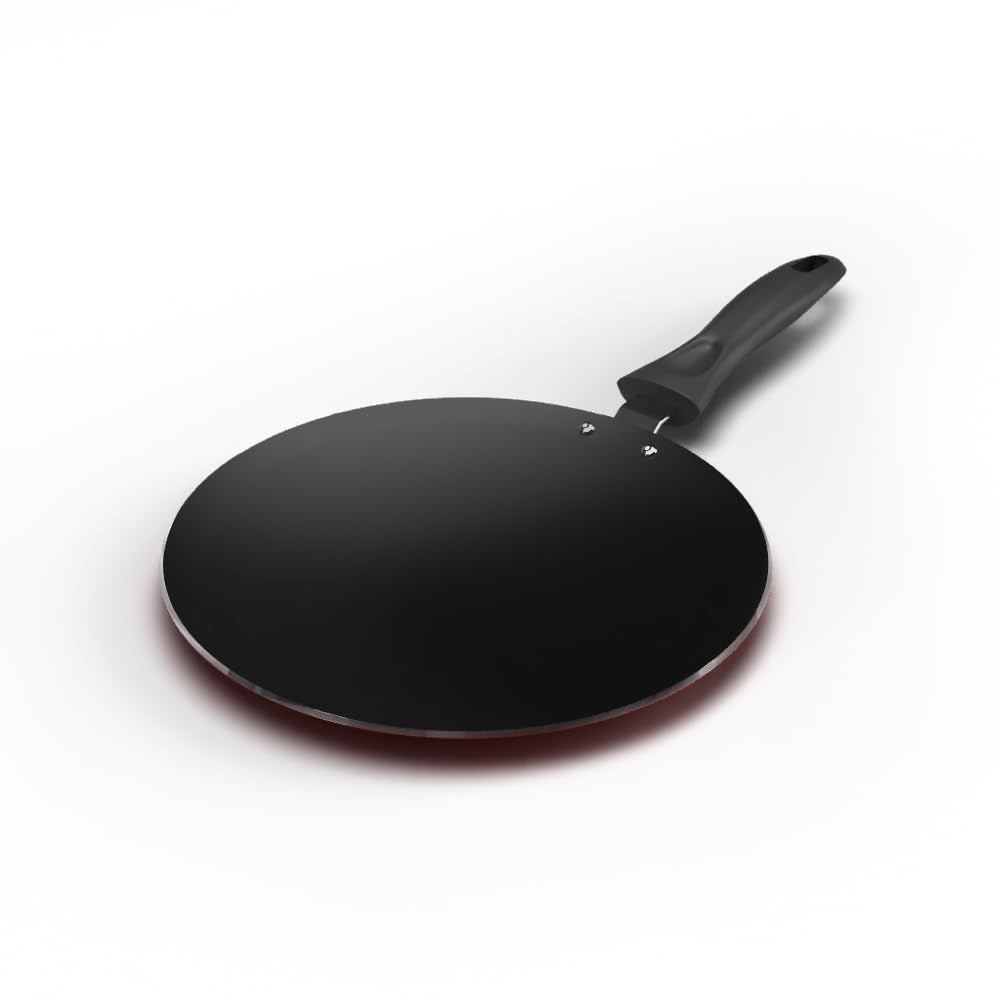 Non-Stick Aluminium Concave Tawa Pan 28 cm Cherry Red