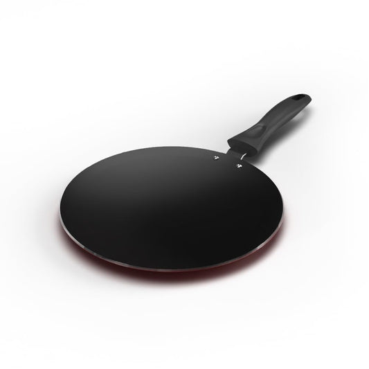 Non-Stick Aluminium Concave Tawa Pan 28 cm Cherry Red