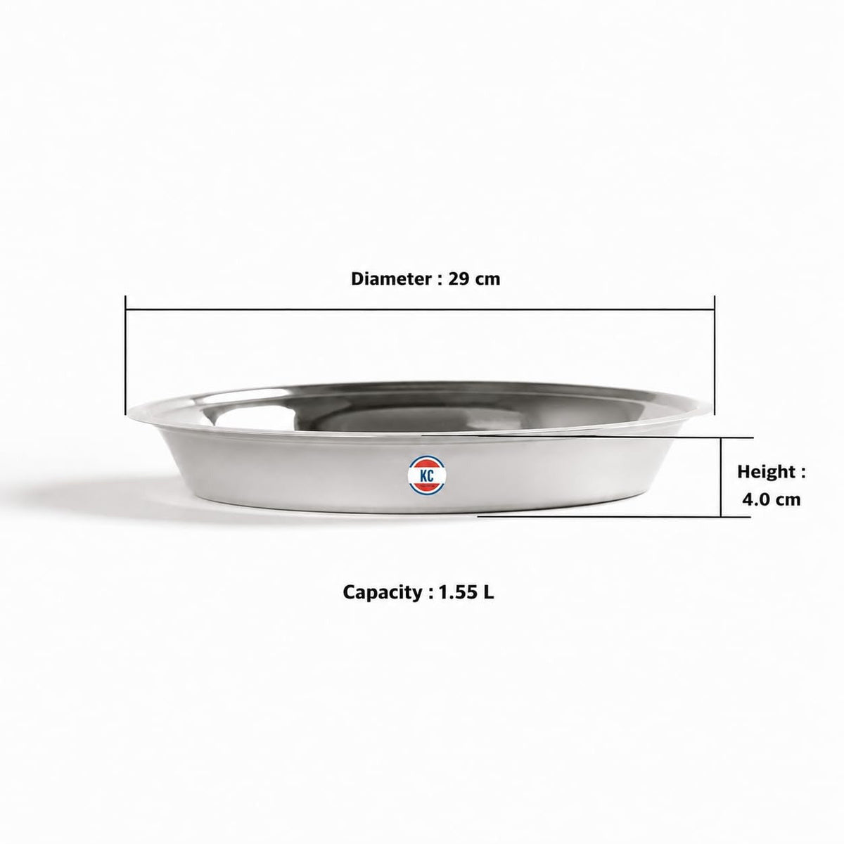 Stainless Steel Parat, Steel Parat for Dough Flour Kneading, Steel Atta Parat for Kitchen (29 cm)
